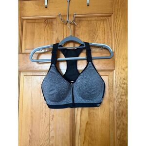 Victoria's Secret VSX Sport Front Zip Sports Bra Heather Gray 34DD High Impact